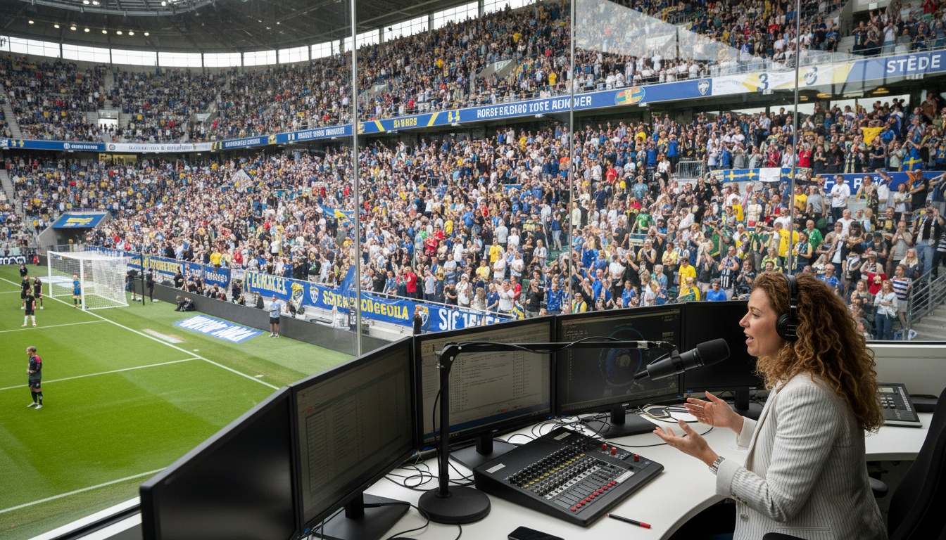 Fotbollsläktare med kvinnliga supportrar under en allsvensk match