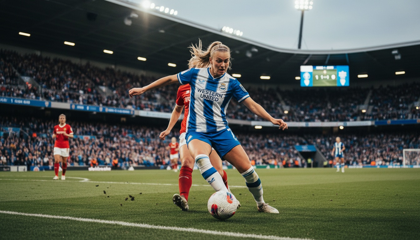 Svensk fotbollsspelare i aktion på en fotbollsplan i England